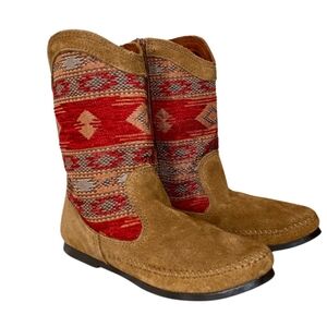 Minnetonka Tan and Southwestern Trubal Inspired Moccasin Boots
